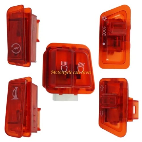 Pack of 5 motorcycle handlebar switches — headlight, turn signal & horn control; easy installation, suitable for scooters