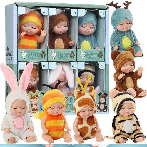 Набір 1/6 шт. 4-дюймових міні-ляльок Reborn Baby - Реалістична лялька-немовля з милим одягом для тварин, подарунок на день народження/Різдво