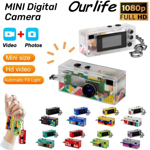 Caméra Porte-Clés Ourlife 0.96" Caméra d'Action Retro HD 1080P, Mini Caméscope avec Carte Micro SD