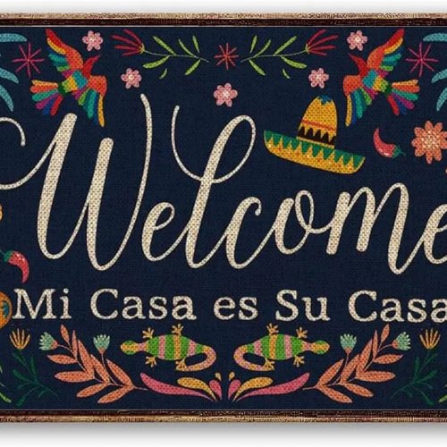 Vintage-Blechschild "Mi Casa Es Su Casa" Welcome – Cinco de Mayo, 20×15 cm - Wanddeko für Küche, Café, Bar