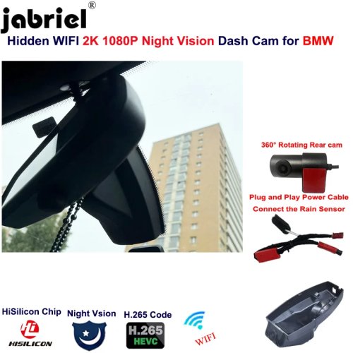 2K (1440P) WiFi Car Dash Cam with Rear Camera – Front & Rear Dashcam Compatible with BMW E90/E91/E92/E93/E81/E82/E87/E88/E60/E61/E65/X1 E84/X5 E70/X6 E71/E72