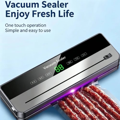 Envasadora al vacío inteligente con pantalla digital - totalmente automática, compacta, con cortador integrado para alimentos, para cocina