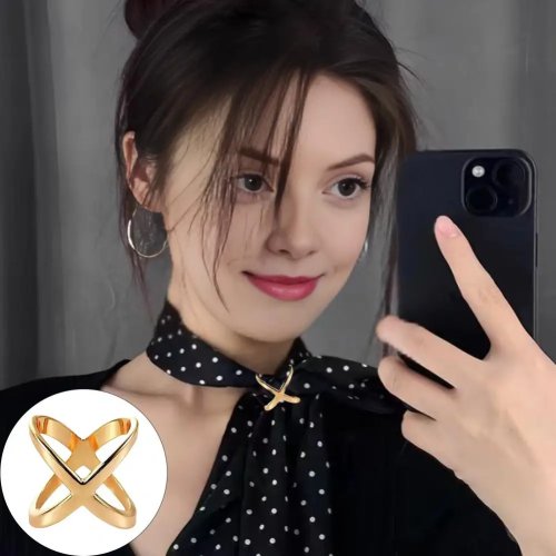 X-Shaped Scarf Ring Buckle for Women - Silk Scarf Clasp Holder, Neckerchief Shawl Accessory