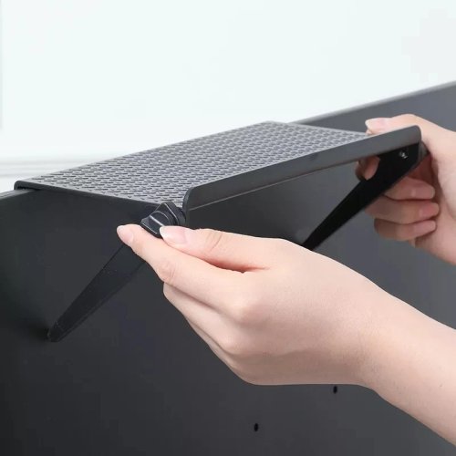 Adjustable Monitor Stand Riser with Storage Shelf – Desktop TV/Computer Display Organizer & Router Shelf for Home Office