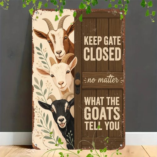 Biển thiếc retro 'Goat Gate' phong cách vintage, biển kim loại trang trí nhà, gara, quán cà phê, quán bar và vườn