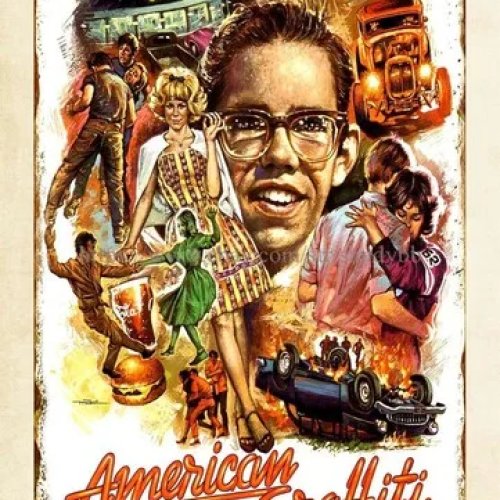 American Graffiti (1973) Cartel metálico – Póster de película vintage para pared, bar o sala de juegos
