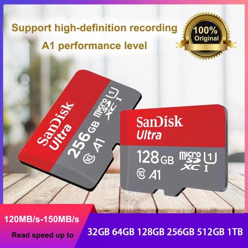 Scheda microSD SanDisk Ultra — 32GB (microSDHC) A1 UHS-I Classe 10, disponibile anche in 64/128/256/512GB e 1TB, perfetta per video Full HD