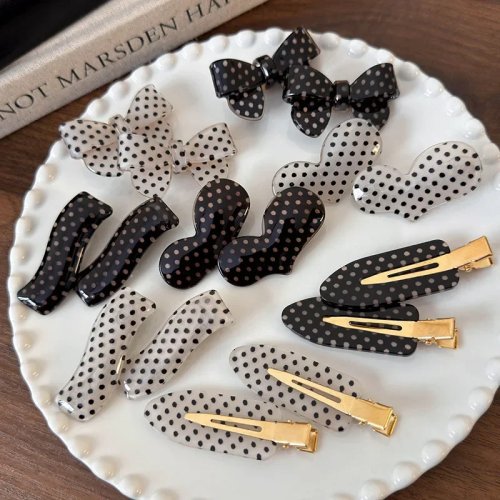 Clip per Capelli a Pois - Fermagli a Fiocco Dolci per Ragazze, Barrettes Acriliche Senza Giunture, Accessori Moda Capelli