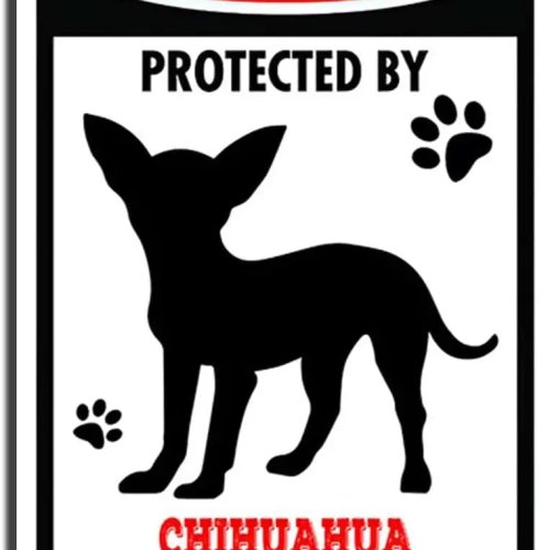 Targa metallica 'Attenzione Chihuahua' - Insegna in lamiera/aluminio per esterno e parete, ca. 20×30 cm