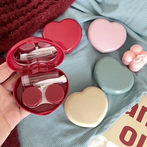 Cute candy-colored contact lens case with mirror – portable travel storage box