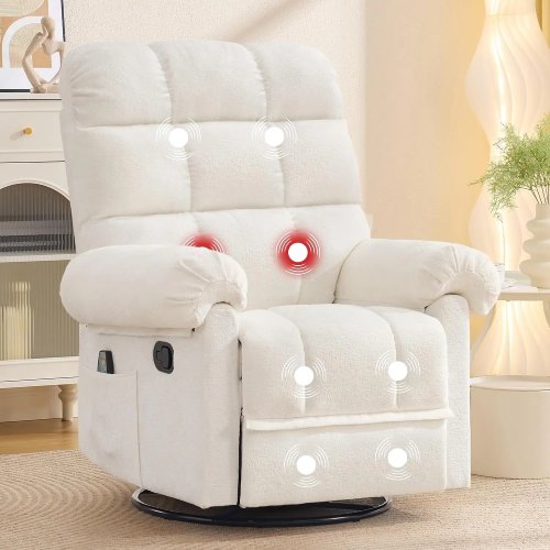 360° drehbarer Schaukel-Recliner mit Massage und Wärme – kompakter Still-/Relaxsessel für kleine Räume, individuell anpassbar