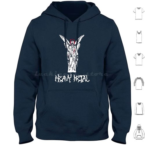 Retro Heavy-Metal-Kapuzensweatshirt mit Venom & Bathory 'Angel'-Print, langärmelig