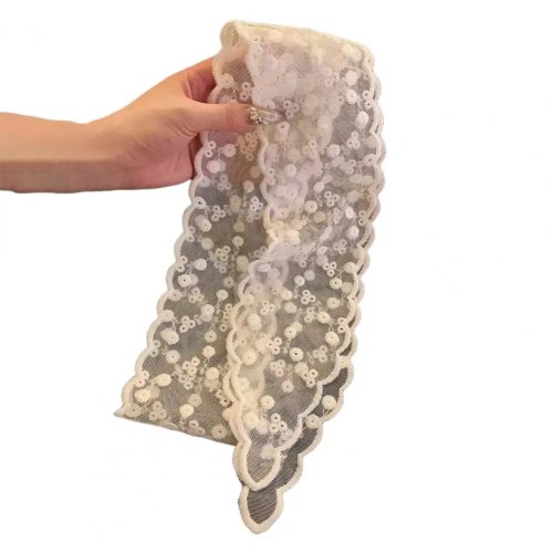 Khăn Lụa Nữ Nhẹ Thêu Rỗng Ruy Băng Ren Họa Tiết Lá Hoa Phụ Kiện Đường Phố