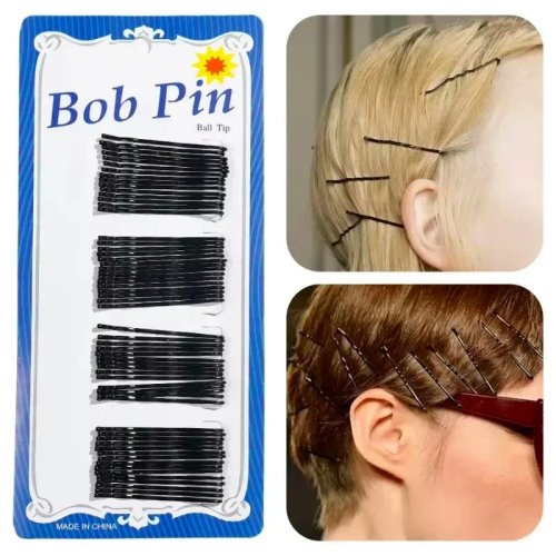 Ganchos em U pretos 4–7 cm — metálicos ondulados, discretos para cabelo