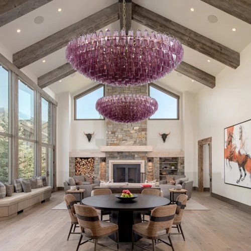Lampada a sospensione in vetro Murano 'Wish Bottle' – vetro colorato elettroplaccato, finitura ottone/argento, rotonda, dimmerabile per soffitto