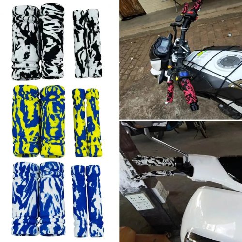 2 Pairs Sponge Handlebar Grip Covers for Motorcycles, Scooters & E-Bikes — Anti-Slip, Shock-Absorbing, Easy Install