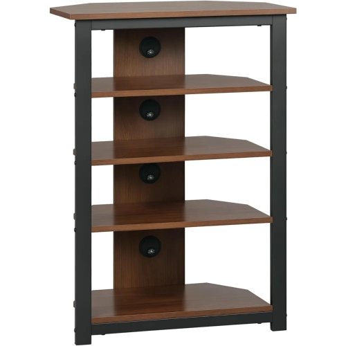 Eck-Medienregal 4-stufig mit Kabelmanagement für DVD-Player, Spielkonsole und TV-Box