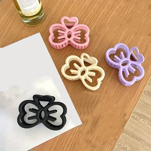Pinzas para cabello de doble corazón y mariposa, mate, antideslizantes, sujetan fuerte, colores pastel, accesorios para el cabello para mujeres y niñas, peinado diario, ducha, decoración, regalo