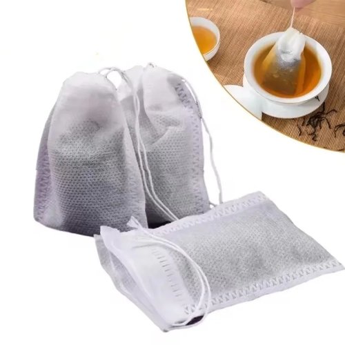 50 cái Túi lọc trà dùng một lần vải không dệt có dây rút — Túi lọc cho trà lá, thảo mộc & gia vị