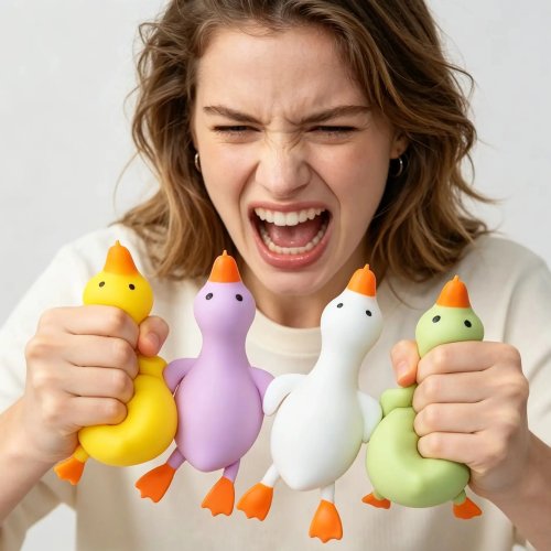 Canard à long cou rempli de farine douce, jouet anti-stress pour bureau, cadeau anti-anxiété pour collègues