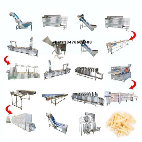 Linea di produzione di patatine fritte surgelate di grande volume, personalizzata, con friggitrice, materiale SUS 304, capacità 200-4000 kg/h, automatica