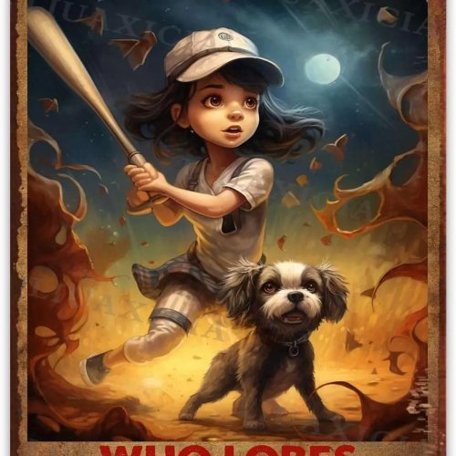 لافتة صفيح مضحكة - Just A Girl Who Loves Baseball And Dogs - ديكور حائط للحانات والمطاعم والمقاهي والحانات - 30x40 سم