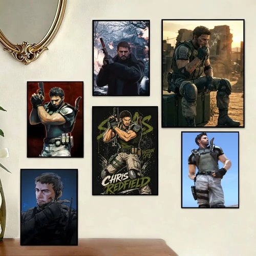 Naklejka ścienna Chris Redfield (Resident Evil) - Samoprzylepny plakat do domu, biura i kina domowego, idealny prezent dla fana