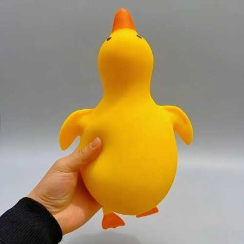 Jumbo squishy żółta kaczka — Antystresowa zabawka do ściskania, fidget dla dorosłych i dzieci, idealny prezent