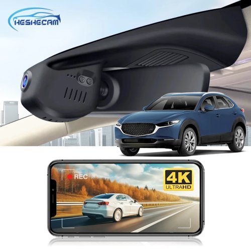 مسجل فيديو للسيارة HESHECAM بدقة 4K لسيارات Mazda CX-30/CX-50/MX-30 (2020–2023) – كاميرا DVR سيارة UHD لاسلكية مزودة بواي فاي ورؤية ليلية