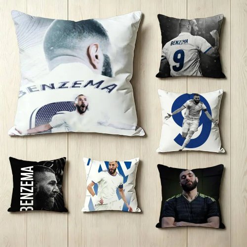 Funda de cojín cuadrada doble faz Karim Benzema para sofá y cama