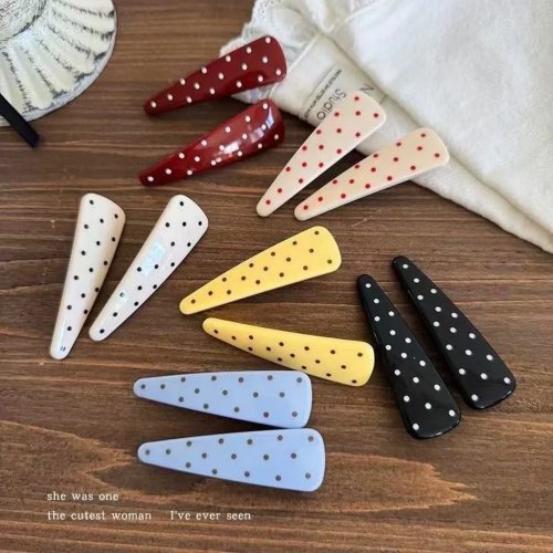 Set 2 mollette becco d'anatra a pois – Fermagli per capelli stile coreano per donna e ragazza, vintage per fissare la frangia