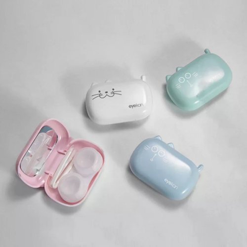 Hộp đựng kính áp tròng mini hình mèo — hộp đựng len du lịch, set dễ thương, quà tặng cho nữ và bé gái