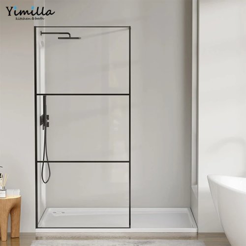 Paroi de douche en verre rectangulaire sur mesure avec cadre aluminium — design moderne, fermeture douce pour salle de bains