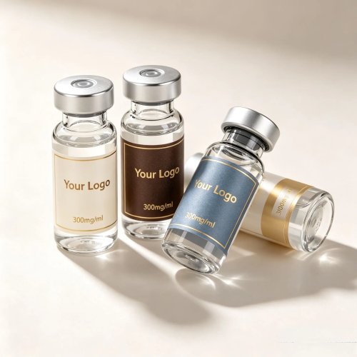 Stiker Label Cetak Kustom Silver Hot Stamping Tahan Air untuk Botol Peptida 3ml 10ml, Cocok untuk Cairan Body Workout