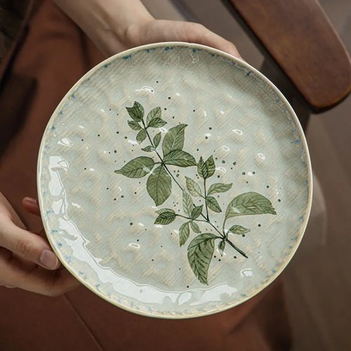 Piatto in ceramica verde rotondo 22 cm (8,5 in) – porcellana, per bistecca, pasta e dessert