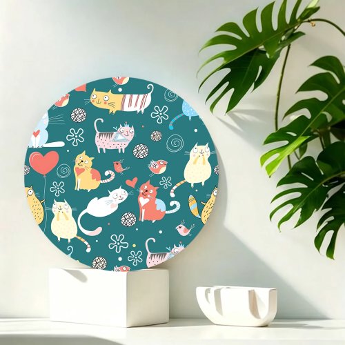 Letrero metálico redondo con perro y flores, fondo turquesa, ligero y fácil de colgar — decoración de pared para entrada/rincón de lectura/dormitorio, regalo perfecto para amigas