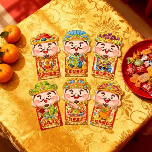 Lot de 6 enveloppes rouges 2026 — Année du Cheval, enveloppes Hongbao épaissies, motif cartoon 3D, pochettes pour Nouvel An