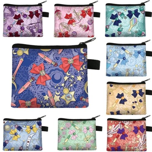 Ví mini in họa tiết – túi polyester cho bé và nữ, đựng tiền xu, thẻ và chìa khóa