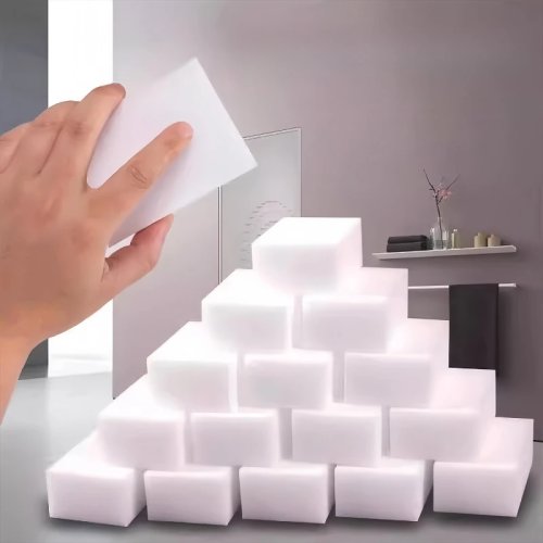 Witte melamine (Magic Eraser) sponsen — beschikbaar in 5 of 50 stuks, schoonmaakspons voor keuken en badkamer