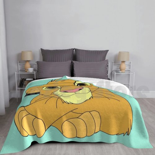 Lustige Simba-Decke mit Lion King Motiven - Rafiki, Shenzi, Nala, Timon - für Sofa, Bett und Reise