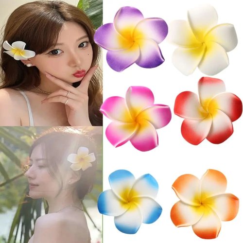 ハワイアン造花ヘアクリップ - ボヘミアンフラワーバレッタ ウェディング・パーティー・ビーチ用