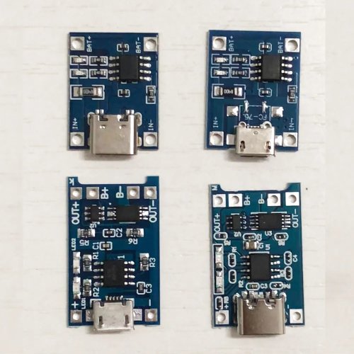 Placa cargador TP4056 5V 1A para 18650 (Type-C/Micro USB) con/sin protección - 1/5/10 uds