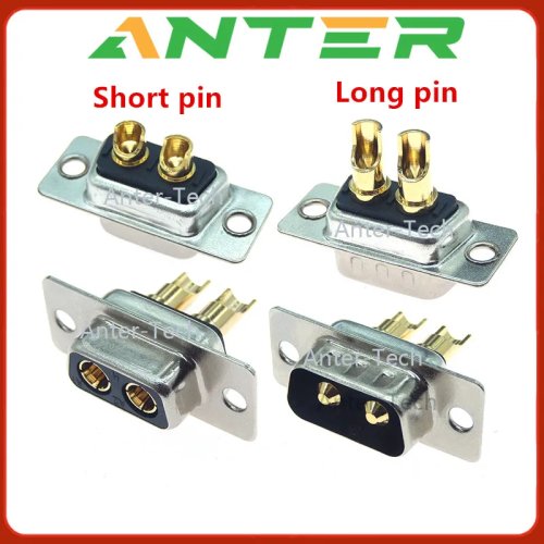 1 szt. adapter złącza D‑Sub 2-pin wysokoprądowy 30A, pozłacany, do lutowania, wtyk/gniazdo