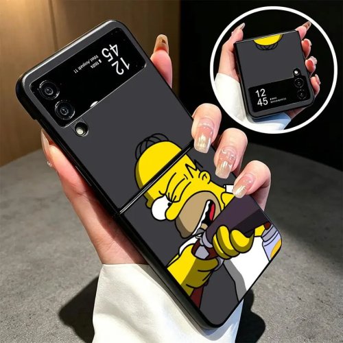 かわいいシンプソンズのケース Samsung Galaxy Z Flip 8 Z Fold 8 7 6 5 4 3 Flip5 Flip4 Flip3用