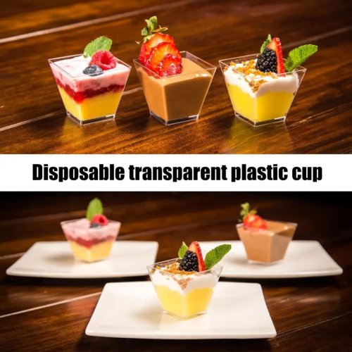 Vasos desechables de plástico para mousse (10 unidades) – Vasitos mini de postre para bodas