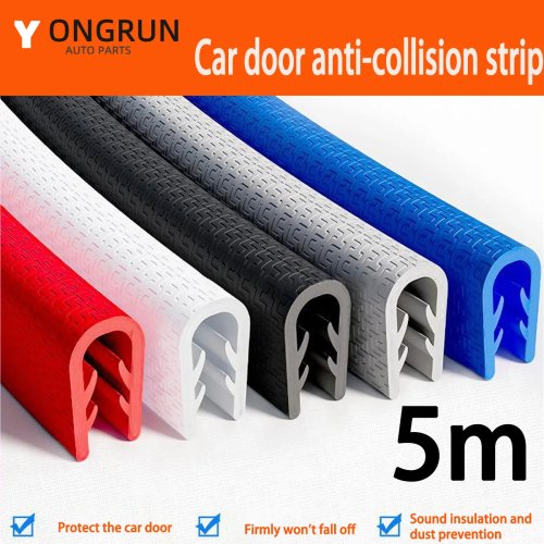 5m High-Quality U-Shaped Door Anti-Collision Strip – Scratch Resistant Sealing Rubber Decorative Strip for Car Door Edge