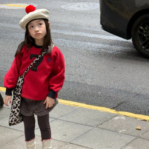 2025 Fall Winter Kids Sweatshirts Korean Style Boys & Girls Thick Fleece Pullover Round Neck Long Sleeve T-Shirt Warm Casual Top