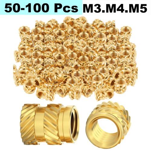 50/100 pcs Inserts filetés en laiton heat‑set M3 M4 M5 – inserts moletés pour imprimante 3D (Voron 2.4, etc.)