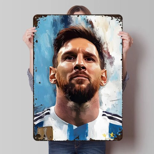 Жестяная табличка Lionel Messi в винтажном стиле — Ретро-металлический плакат для декора стен гостиной