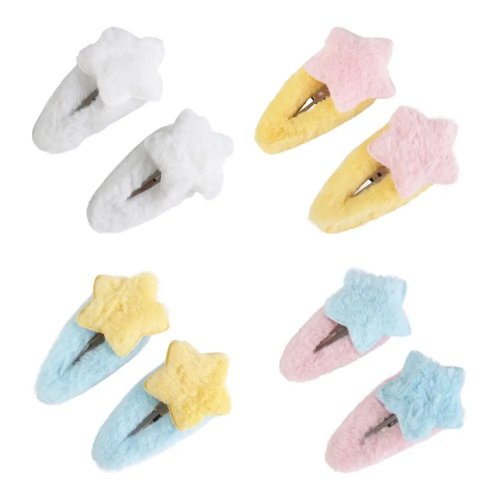 Kẹp tóc hình ngôi sao bằng vải bông - Kẹp BB mềm, bông xù dễ thương, phụ kiện tóc kiểu tối giản